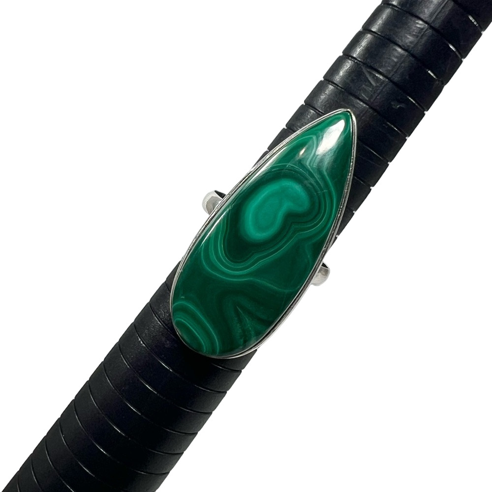 Malachite 925 Pear Shaped Gemstone Ring size 11.25